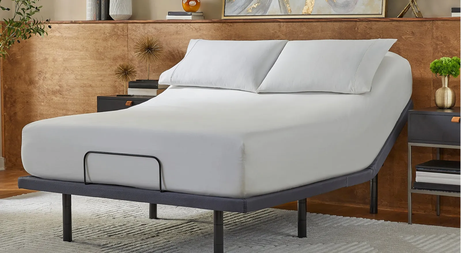 Serta baselogic adjustable base with a raised head position in a modern bedroom